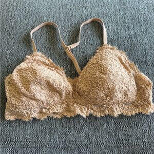 aerie Lace Bralette in Beige, racerback bralette